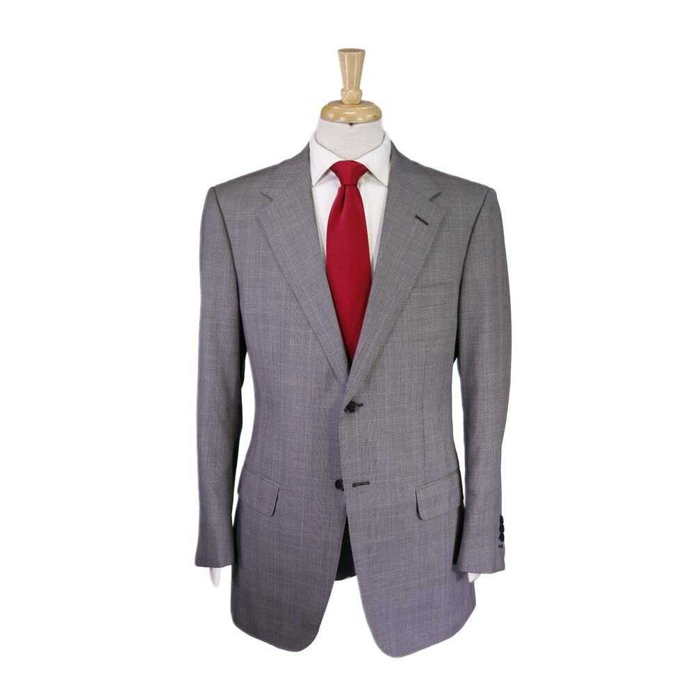 Astor & Black Custom Gray Plaid 2-Btn Wool Suit 42R